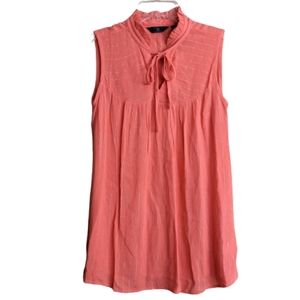 G By Giuliana Top Tunic Coral Orange Sleeveless Flowy Silver Metallic Th…